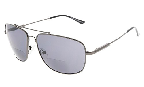 Eyekepper Erinnerung Bifokal Sonnen brille Biegsamen Titan Lesen Sonnenbrillen (Gunmetal Rahmen Grau Linse,+2.00) von Eyekepper