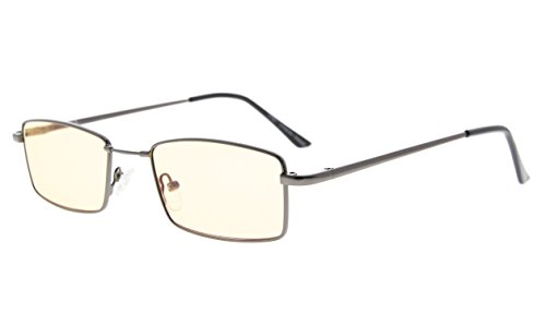 Eyekepper Erinnerung Titanium Brücke Computer Brille 50% blaues Licht blockierende Lesebrille Bernstein getönte Gläser (Gunmetal,+1.75) von Eyekepper