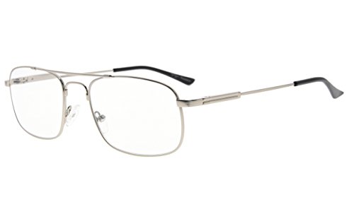 Eyekepper Herren Damen Erinnerung Titan Lesebrille Bendable Brücke und Tempel Leser (Silber,+2.00) von Eyekepper