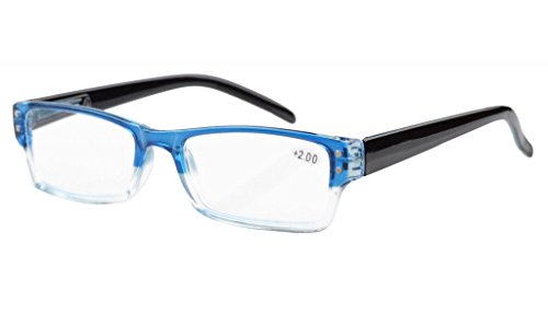 Eyekepper Klassisch Rechteckige Lesebrille mit Federscharnieren für Damen und Herren Blau +1,00 von Eyekepper