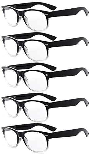 Eyekepper Klassische Lesebrille für Damen 5 Pack Schwarz-klarer Rahmen +2.50 von Eyekepper