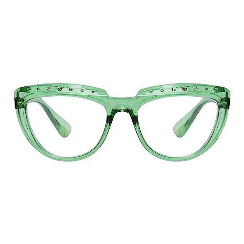 Eyekepper Lesebrille für Damen Strass Lesebrillen Oversize Halbmond Design Brillen -Grün +1,00 von Eyekepper