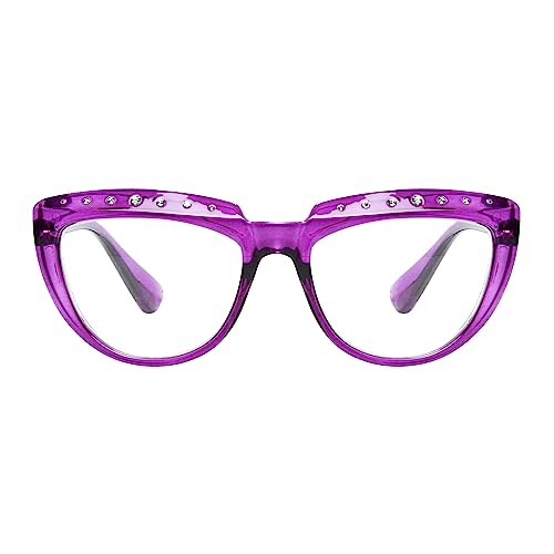 Eyekepper Lesebrille für Damen Strass Lesebrillen Oversize Halbmond Design Brillen -Lila +1,00 von Eyekepper