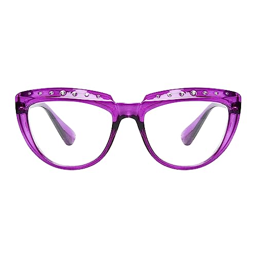 Eyekepper Lesebrille für Damen Strass Lesebrillen Oversize Halbmond Design Brillen -Lila +2,50 von Eyekepper