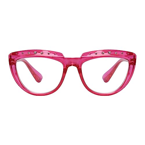 Eyekepper Lesebrille für Damen Strass Lesebrillen Oversize Halbmond Design Brillen -Rot +1,25 von Eyekepper