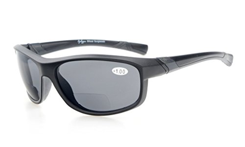 Eyekepper Mode Sport Bifokale Sonnenbrille TR90 Unzerbrechlich Draussen Leser Baseball Laufen Angeln Fahren Golf Softball Wandern Matt Schwarz Rahmen Grau Linse +3.0 von Eyekepper