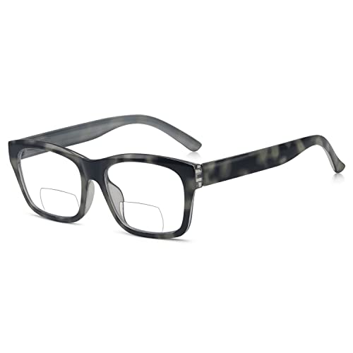 Eyekepper Polycarbonat groß Objektiv fast unsichtbare Linie Bifocal Brille Leser Männer (+2.00, Grau) von Eyekepper