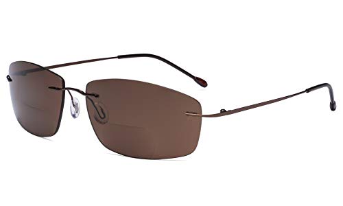 Eyekepper Rahmenlos Bifokal Sonnenbrille Frauen Männer Leicht Randlos Leser zum lesen unter das Sonne - Braun/Braune Linse +1.75 von Eyekepper