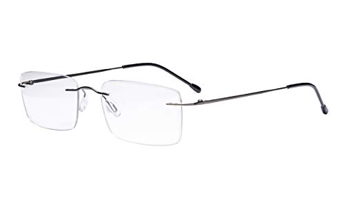 Eyekepper Rahmenlos Lesebrille Herren Brille Rechteck Lesegräte Gunmetal +0.50 von Eyekepper