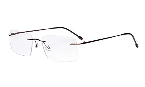 Eyekepper Rahmenlos lesen Brille zum Männer lesen - Rechteck Randlos Leser Brille Braun von Eyekepper