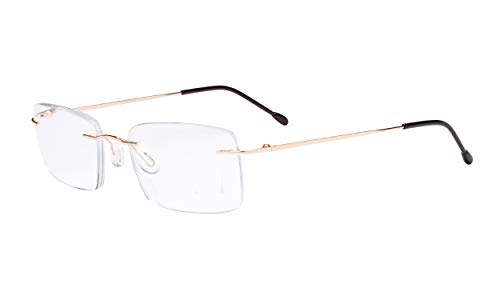 Eyekepper Rahmenlos lesen Brille zum Männer lesen - Rechteck Randlos Leser Brille Gold von Eyekepper