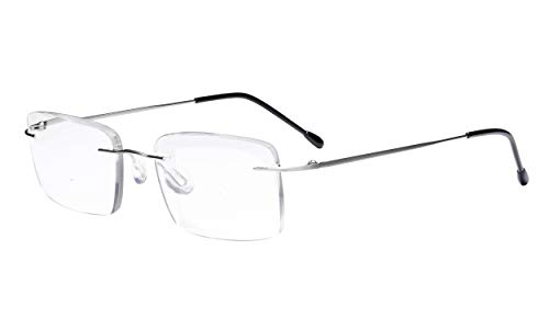 Eyekepper Rahmenlos lesen Brille zum Männer lesen - Rechteck Randlos Leser Brille Silber von Eyekepper