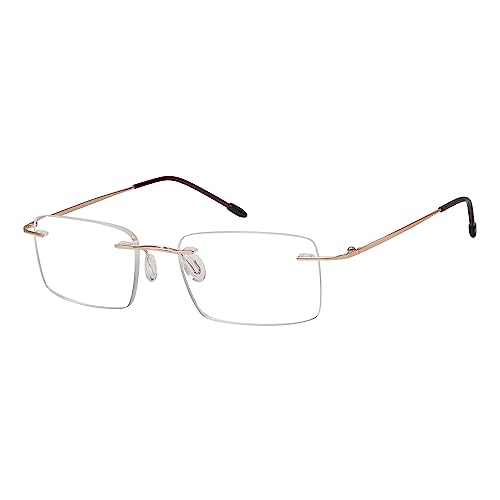 Eyekepper Randlos Brille für Herren - Rechteck Rahmenlos Lesehilfe Gold +0.00 von Eyekepper