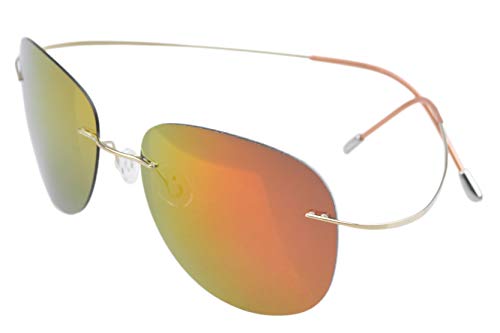 Eyekepper Randlos Titan Rahmen polarisierten Sonnenbrillen Silver/Rot Spiegel von Eyekepper