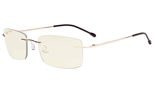 Eyekepper Randlose Gleitsichtbrille Multifokus- Blaulichtfilter Lesebrille f[r Damen und Herren - Gold +3.00 von Eyekepper