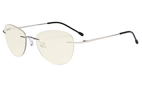 Eyekepper Randlose Gleitsichtbrille Multifokus Lesebrille Blaulichtfilter Damen Pilot Lesebrille - Silber +1.75 von Eyekepper