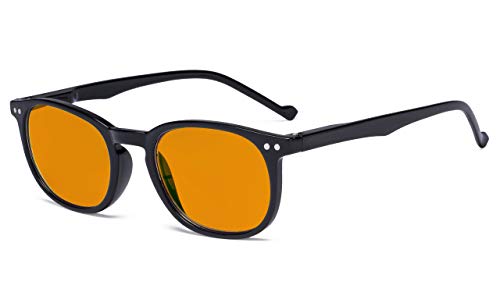 Eyekepper Retro Blau Licht Lesebrille Frauen Männer - Blockierung UV Strahl Anti Bildschirm Blendung Nachtzeit Computer Lesehilfe mit Orange Getönt Filter Linse - Schwarz +1.75 von Eyekepper