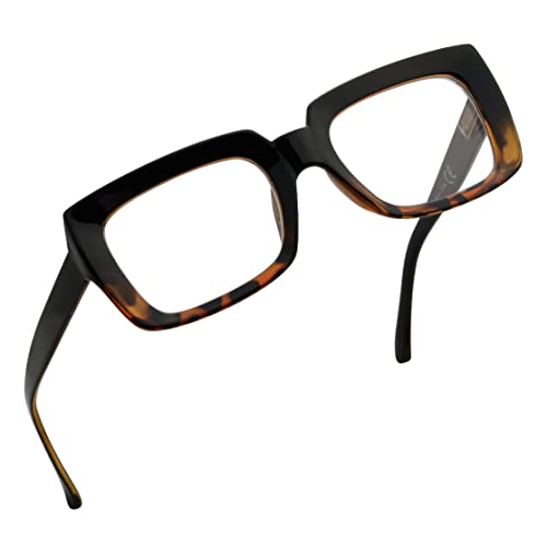 Eyekepper Stylish Lesebrille Damen - Übergroße Quadratische Leser Schwarz/Schildkröte +3.75 von Eyekepper