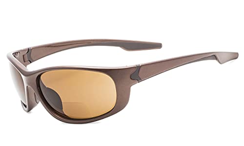 Eyekepper TR90 Unbreakable Sport Bifokale Sonnenbrille Baseball Laufen Angeln Fahren Golf Softball Wandern Perliger brauner Rahmen Braune Linse +2.25 von Eyekepper