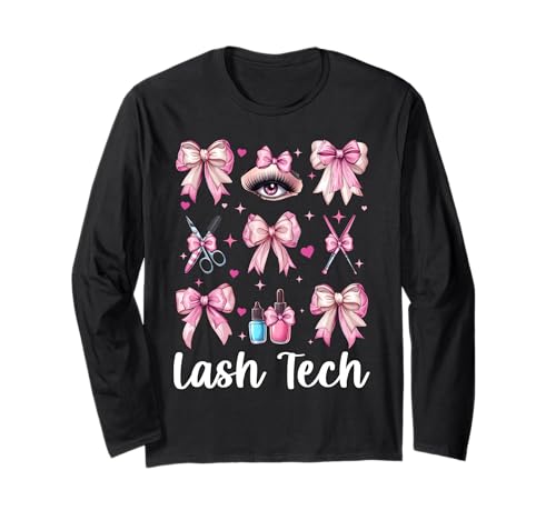 Lash Tech Wimperntechnikerin Mädchen Mama Kokette Schleife Langarmshirt Lash Tech Wimperntechnikerin Mädchen Mama Kokette Schleife Langarmshirt von Eyelash Lash Stylist Artist Coquette Bow Gifts