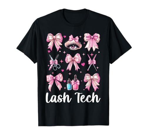 Lash Tech Wimperntechnikerin Mädchen Mama Kokette Schleife T-Shirt Lash Tech Wimperntechnikerin Mädchen Mama Kokette Schleife T-Shirt von Eyelash Lash Stylist Artist Coquette Bow Gifts