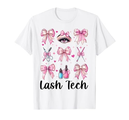 Lash Tech Wimperntechnikerin Mädchen Mama Kokette Schleife T-Shirt Lash Tech Wimperntechnikerin Mädchen Mama Kokette Schleife T-Shirt von Eyelash Lash Stylist Artist Coquette Bow Gifts