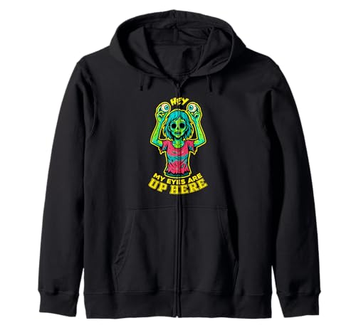 My Eyes Are Up Here Zombie Girl Lustiges Horror Halloween Kapuzenjacke My Eyes Are Up Here Zombie Girl Lustiges Horror Halloween Kapuzenjacke von Eyes Are Up Here Zombies