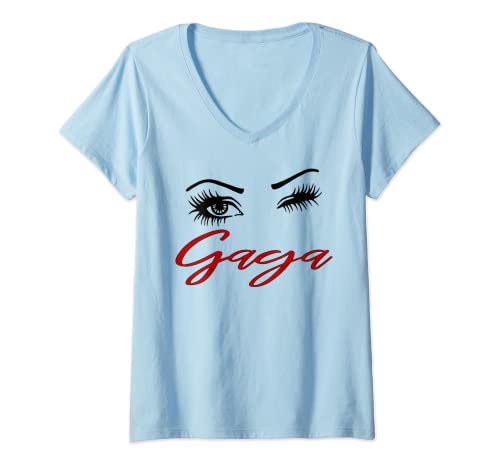 Damen Eyes Gaga Grandma Eye Wink Mom Woman T-Shirt mit V-Ausschnitt von Eyes Gaga Grandma Eye Wink Mom Woman