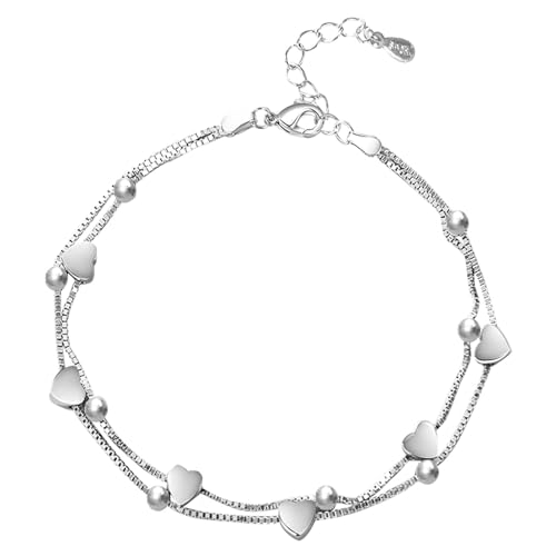 Eyezeeption Silber Armband Damen Herzen Armband Silber 925 Damen Armbänder Damen, Schmuck Damen Armband Mädchen Bracelet Geschenke für Freundin Mutter Geburtstagsgeschenk. (Silber) von Eyezeeption