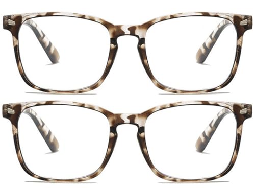 Eyglajdd 2er-Pack Blaulichtfilter Lesebrillen für Damen und Herren mit Federscharnieren Computerbrillen und Lesehilfen Beige Braun +1,50 von Eyglajdd