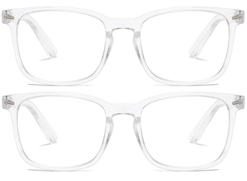 Eyglajdd 2er-Pack Blaulichtfilter Lesebrillen für Damen und Herren mit Federscharnieren Computerbrillen und Lesehilfen Transparent +3,50 von Eyglajdd