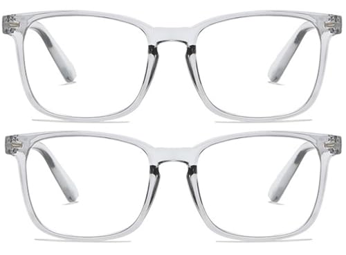 Eyglajdd 2er-Pack Blaulichtfilter brillen für Damen und Herren mit Federscharnieren Computerbrillen und Lesehilfen Grau +0,00 von Eyglajdd