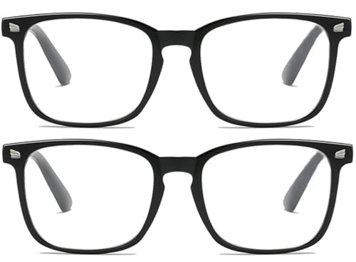 Eyglajdd 2er-Pack Blaulichtfilter brillen für Damen und Herren mit Federscharnieren Computerbrillen und Lesehilfen Schwarz +0,00 von Eyglajdd