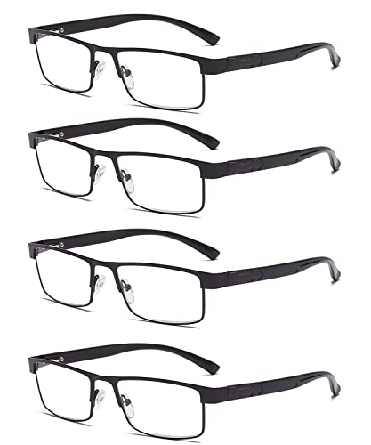 Eyglajdd 4er-Packe Herren Metall Rechteck Federscharniere Lesebrille Lesehilfe Blaulichtfilter Brille Schwarz +1,00 Eyglajdd 4er-Packe Herren Metall Rechteck Federscharniere Lesebrille Lesehilfe Blaulichtfilter Brille Schwarz +1,00 von Eyglajdd