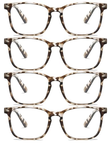 Eyglajdd 4er-Pack Blaulichtfilter Lesebrillen für Damen und Herren mit Federscharnieren Computerbrillen und Lesehilfen Beige Braun +2,50 von Eyglajdd