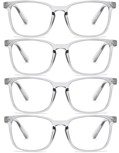 Eyglajdd 4er-Pack Blaulichtfilter Lesebrillen für Damen und Herren mit Federscharnieren Computerbrillen und Lesehilfen Grau +1,00 von Eyglajdd