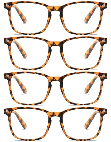Eyglajdd 4er-Pack Blaulichtfilter Lesebrillen für Damen und Herren mit Federscharnieren Computerbrillen und Lesehilfen Schildpatt +2,50 von Eyglajdd