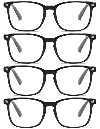 Eyglajdd 4er-Pack Blaulichtfilter Lesebrillen für Damen und Herren mit Federscharnieren Computerbrillen und Lesehilfen Schwarz +1,50 von Eyglajdd