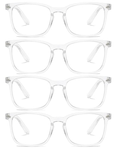 Eyglajdd 4er-Pack Blaulichtfilter Lesebrillen für Damen und Herren mit Federscharnieren Computerbrillen und Lesehilfen Transparent +2,00 von Eyglajdd