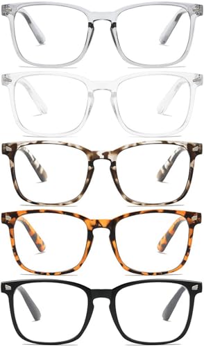 Eyglajdd 5er-Pack Blaulichtfilter Lesebrillen für Damen und Herren mit Federscharnieren Computerbrillen und Lesehilfen +3,50 von Eyglajdd