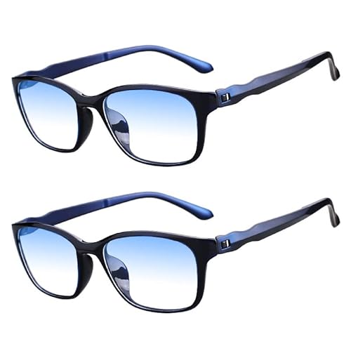 Eyglajdd Blaulichtfilter Lesebrille für Herren Damen Matt Finish,TR90 leicht Lesehilfe Brille mit Federscharnieren 2er-Pack Blau +4,0 von Eyglajdd
