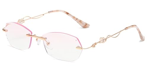 Eyglajdd Metall Lesebrille für Damen Lesehilfe,1 Pack Brillen Gold +2,00 von Eyglajdd