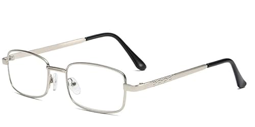 Eyglajdd Metall Rechteck Lesebrille für Herren Damen Lesehilfe,1 Pack Unisex Brillen Sehhilfe Gläs Kratzfest Silber +1,00 von Eyglajdd