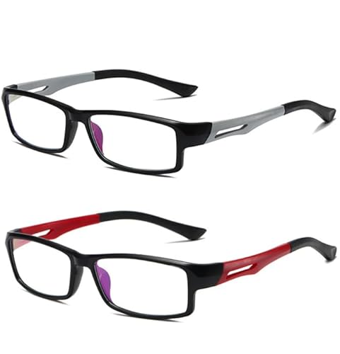 Eyglajdd TR90 Lesebrille für Damen Herren,2er Packe Blaulichtblockierende Brillen Grau-Rot +4,00 von Eyglajdd