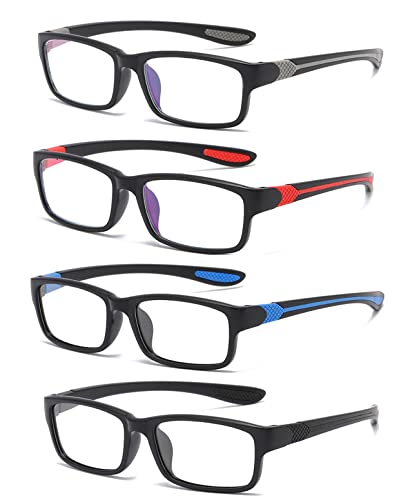 Eyglajdd TR90 Lesebrille für Damen Herren,Rechteck Zweifarbig Federscharnier Lesebrille Lesehilfe,4er Packe Blaulichtblockierende Brillen Schwarz-Grau-Blau-Rot +3,00 Eyglajdd TR90 Lesebrille für Damen Herren,Rechteck Zweifarbig Federscharnier Lesebrille Lesehilfe,4er Packe Blaulichtblockierende Brillen Schwarz-Grau-Blau-Rot +3,00 von Eyglajdd
