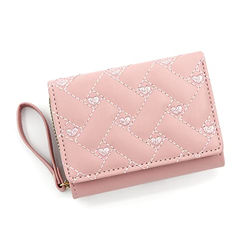 Eyiara Kurze Damen-Geldbörse, PU-Kreditkartenhalter, modischer Reißverschluss, kleine Geldbörsen, Kleingeldfach, Geschäftsgeschenk für Mädchen, Rosa von Eyiara