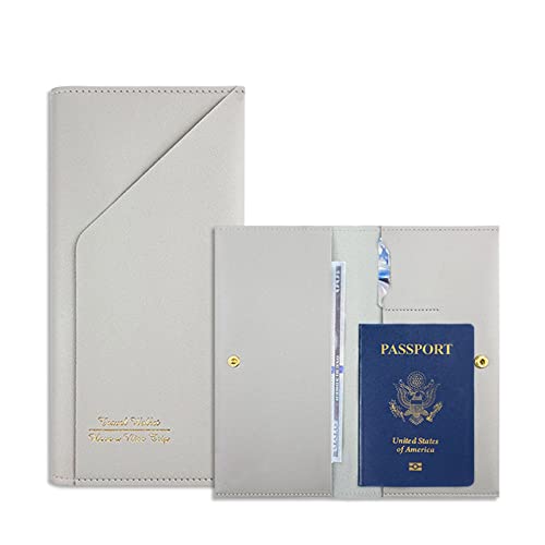 Eyiara PU-Passhülle für Kartendokumente, Reisebrieftasche, einfache Reisepasshülle für Damen und Herren, Grau von Eyiara