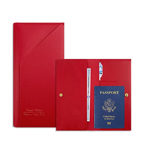 Eyiara PU-Passhülle für Kartendokumente, Reisebrieftasche, einfache Reisepasshülle für Damen und Herren, Rot von Eyiara
