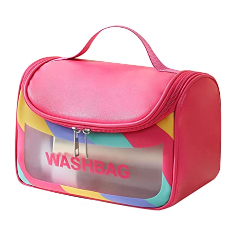 Eyiara Reise-Kosmetiktasche mit großem Fassungsvermögen, PVC-Kulturbeutel, Make-up-Taschen, tragbarer Kulturbeutel-Organizer mit Griff für Frauen und Mädchen, Pink von Eyiara