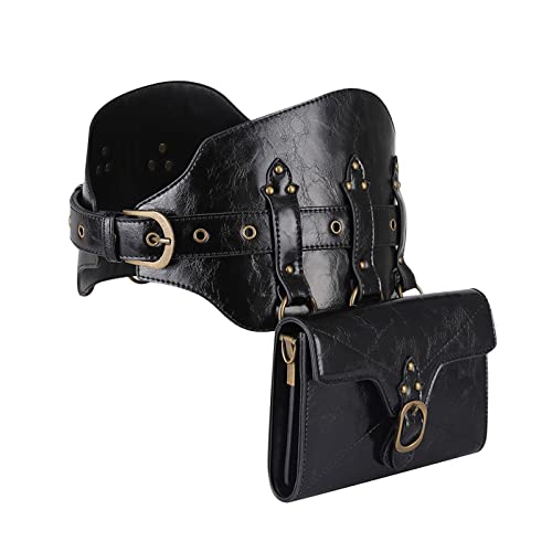 Eyiara Steampunk-Hüfttasche, Gürteltasche, modisch, Gothic, PU, Hüftgürtel, Geldbörse, Reisetasche, Wandern, Sporttaschen für Damen von Eyiara